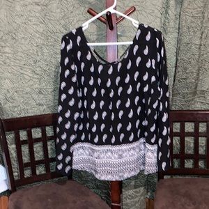 Black & paisley boho blouse